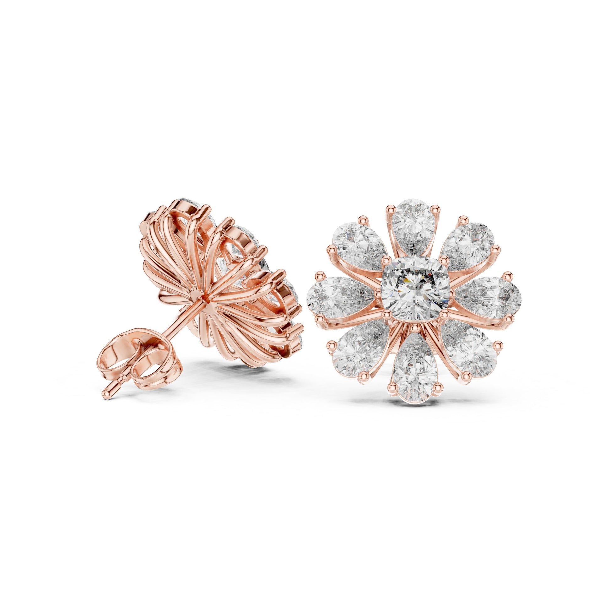 Mixed Shape Lab Grown Diamond Cluster Earrings