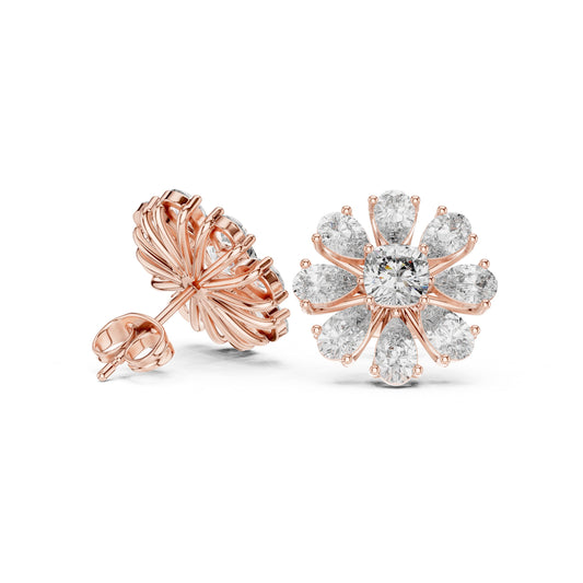 Mixed Shape Lab Grown Diamond Cluster Earrings