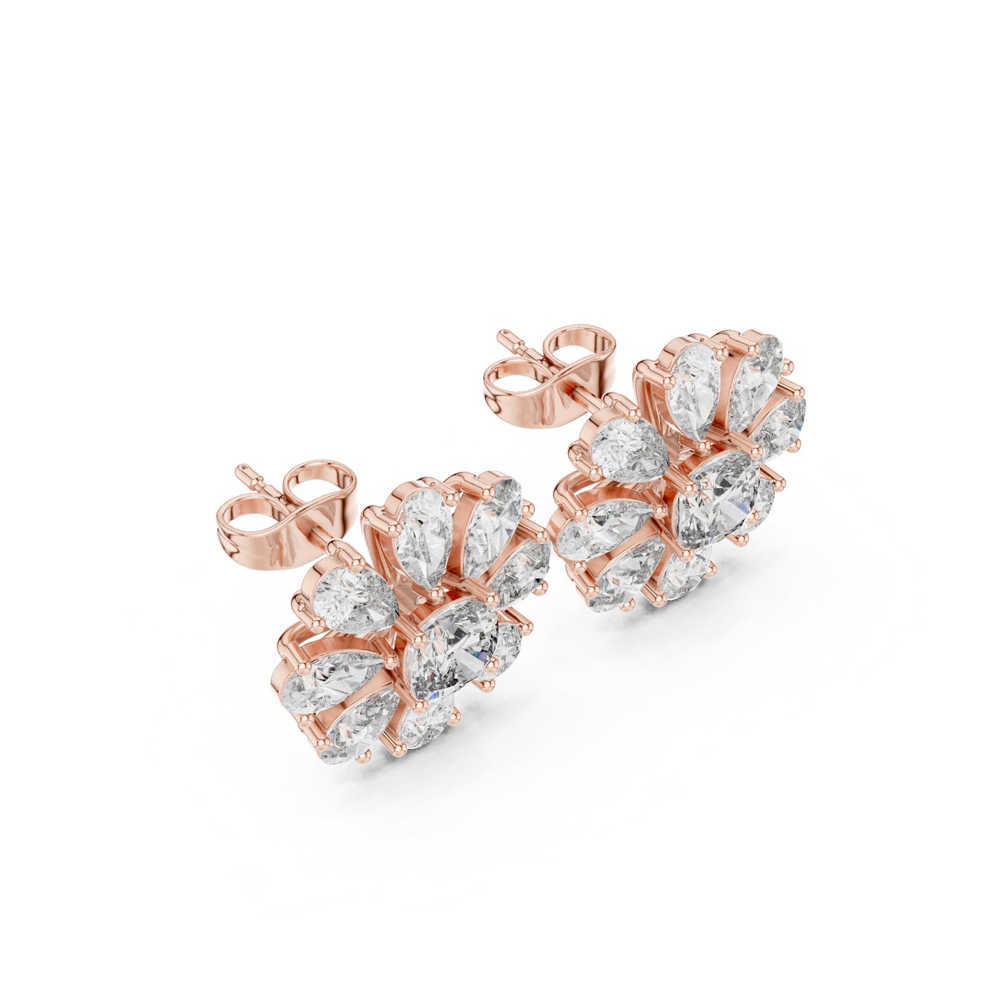 Mixed Shape Lab Grown Diamond Cluster Earrings