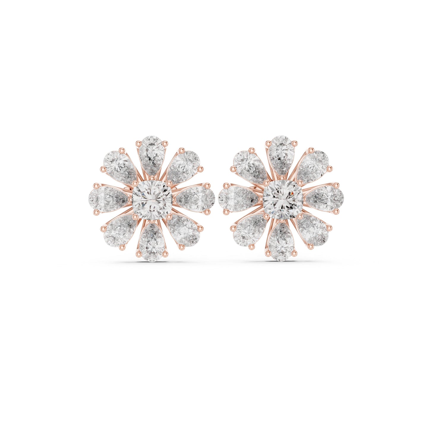 Mixed Shape Lab Grown Diamond Cluster Earrings