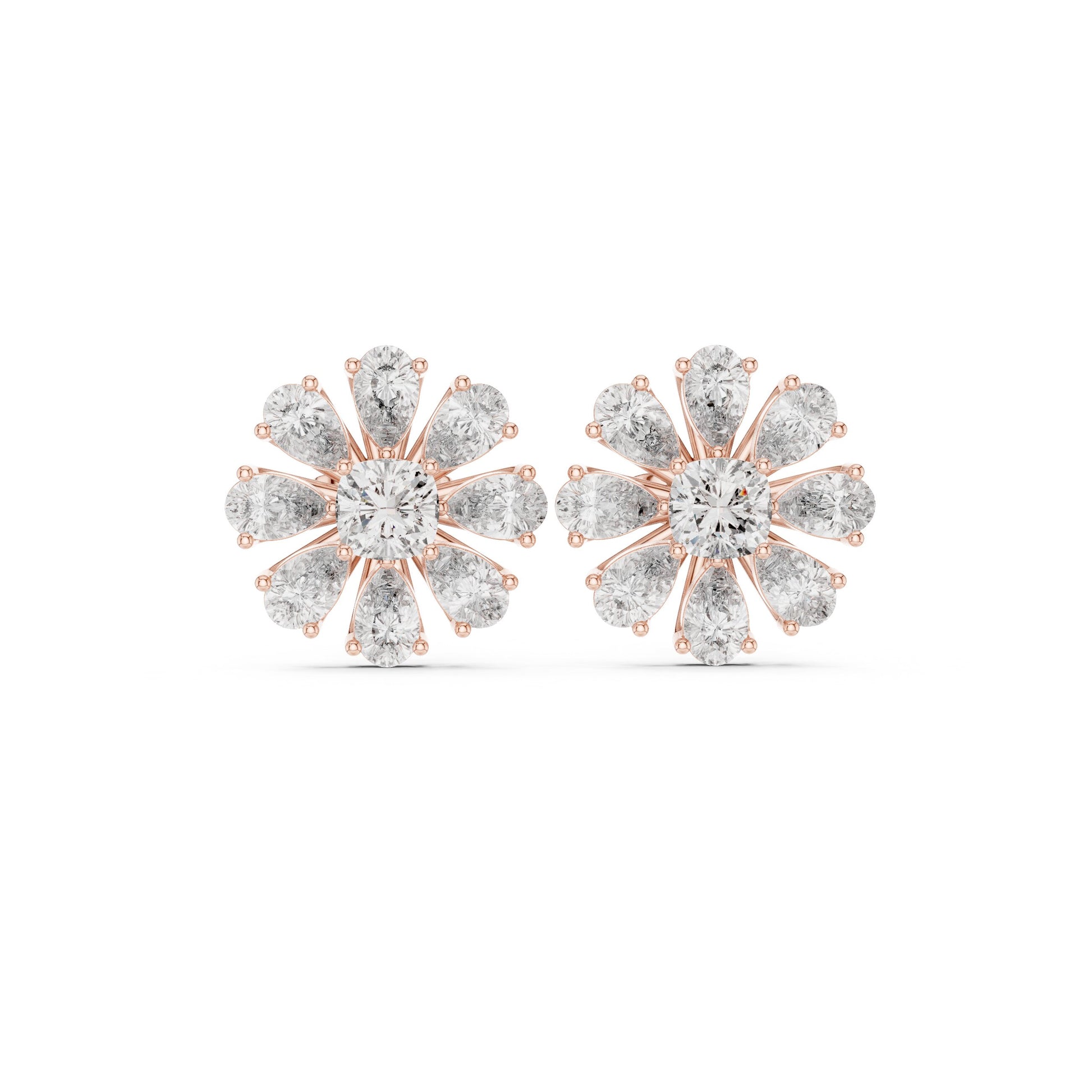 Mixed Shape Lab Grown Diamond Cluster Earrings