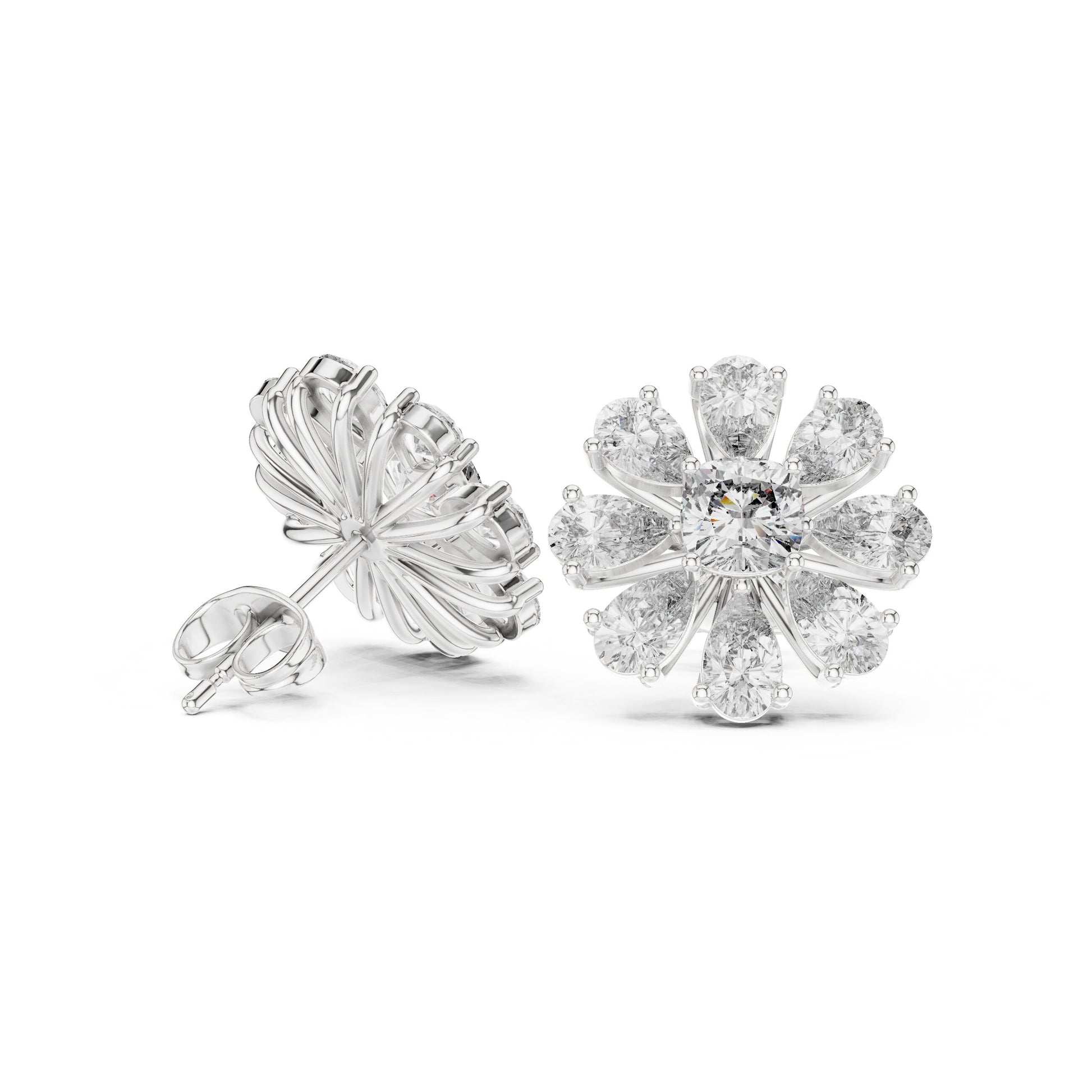 Mixed Shape Lab Grown Diamond Cluster Earrings