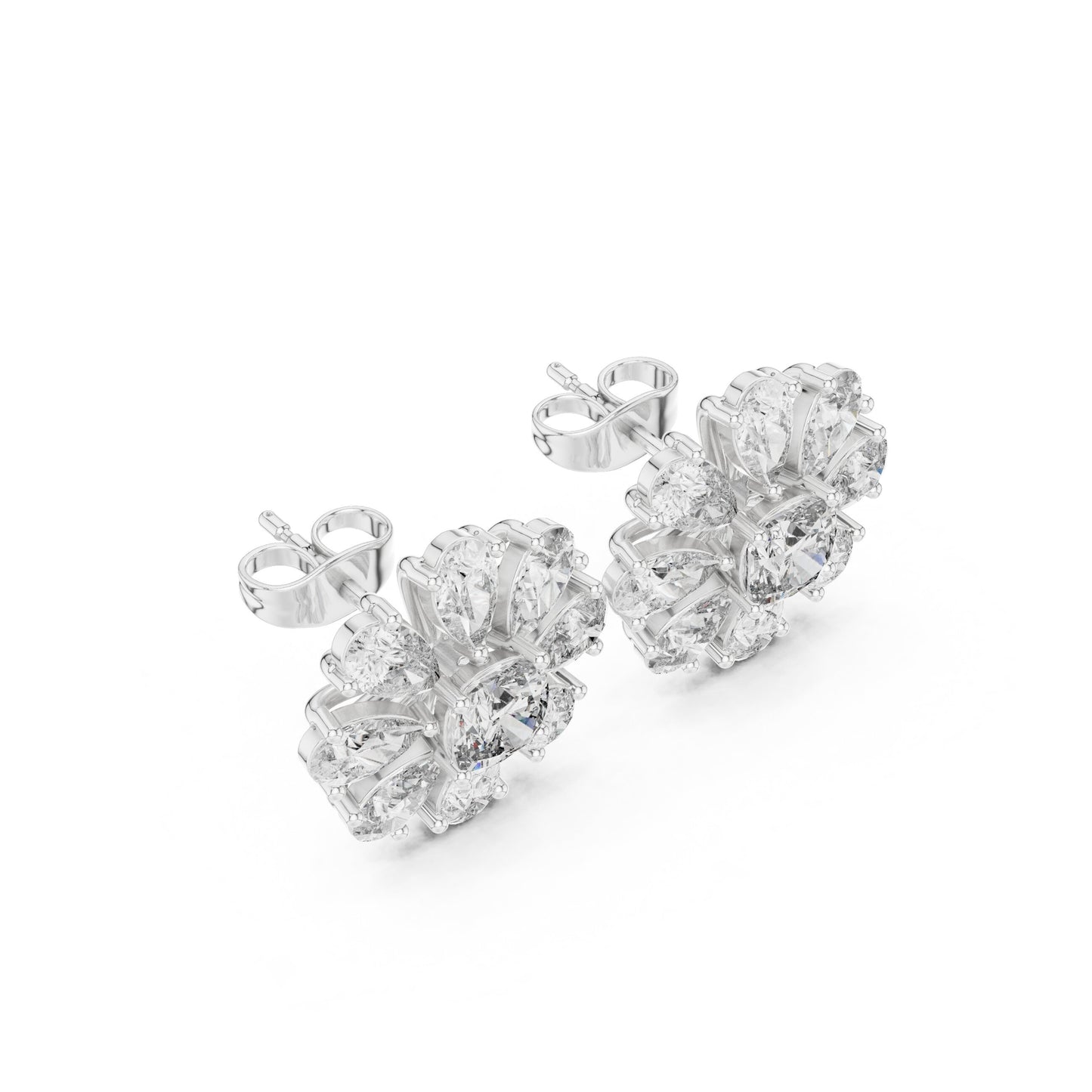 Mixed Shape Lab Grown Diamond Cluster Earrings