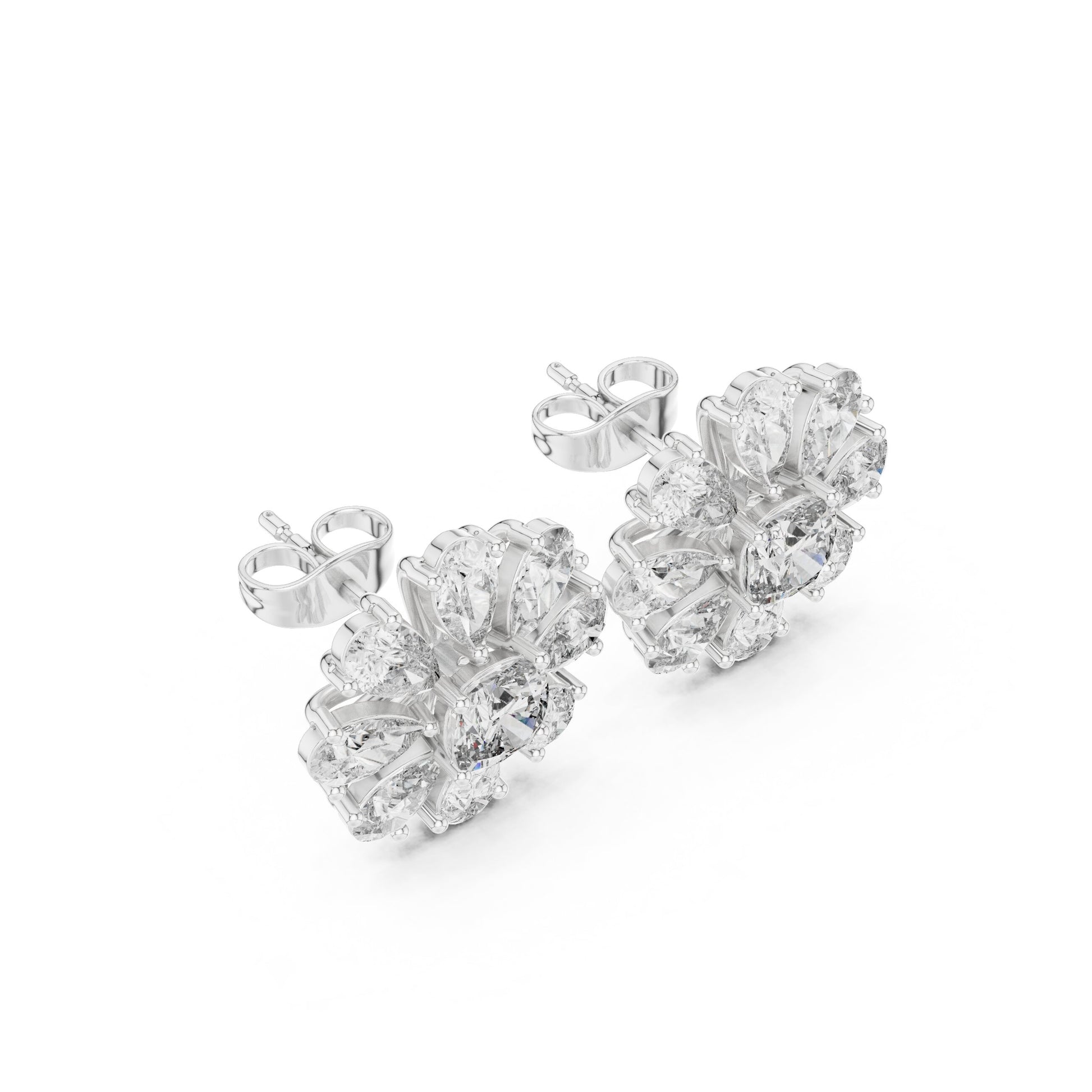 Mixed Shape Lab Grown Diamond Cluster Earrings