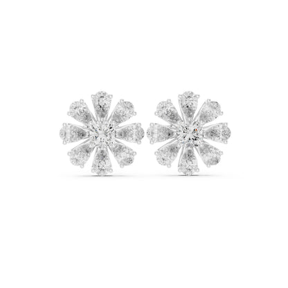 Mixed Shape Lab Grown Diamond Cluster Earrings