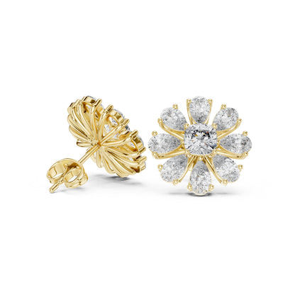 Mixed Shape Lab Grown Diamond Cluster Earrings