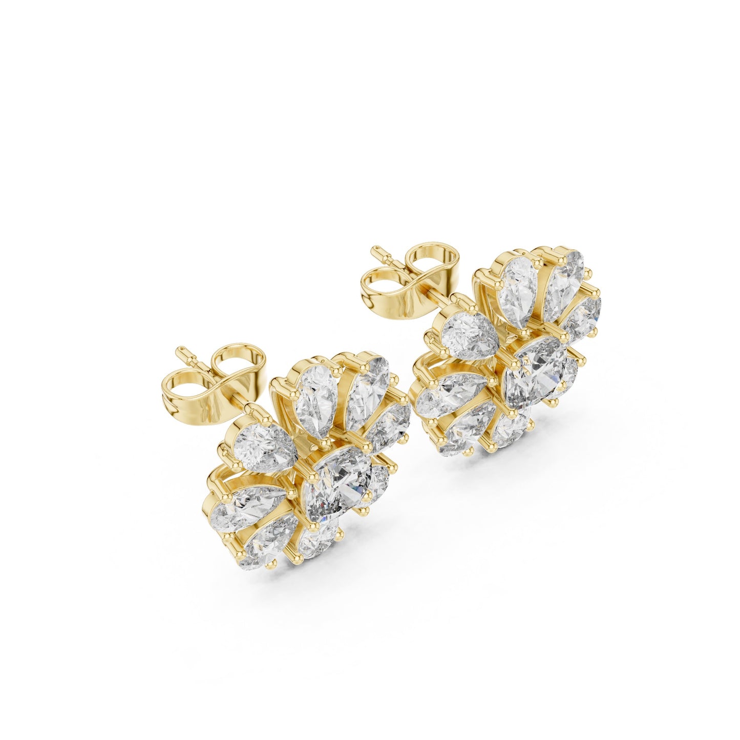 Mixed Shape Lab Grown Diamond Cluster Earrings