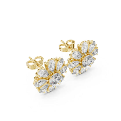 Mixed Shape Lab Grown Diamond Cluster Earrings