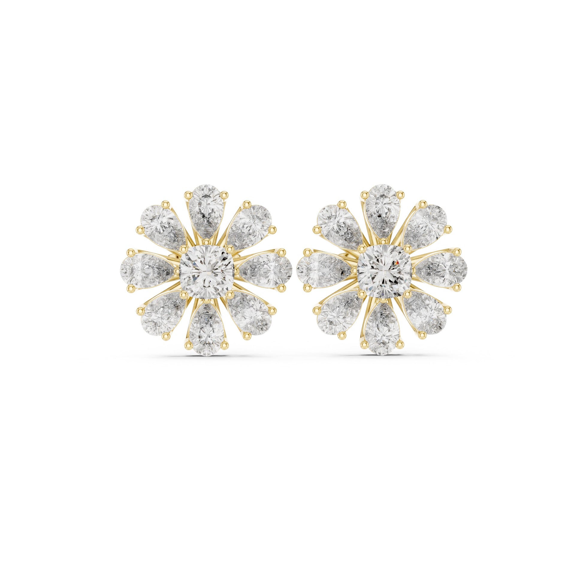 Mixed Shape Lab Grown Diamond Cluster Earrings