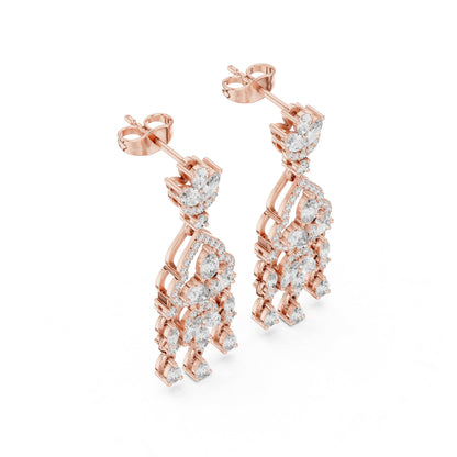 Mixed Shape Lab Grown Diamond Chandelier Earrings