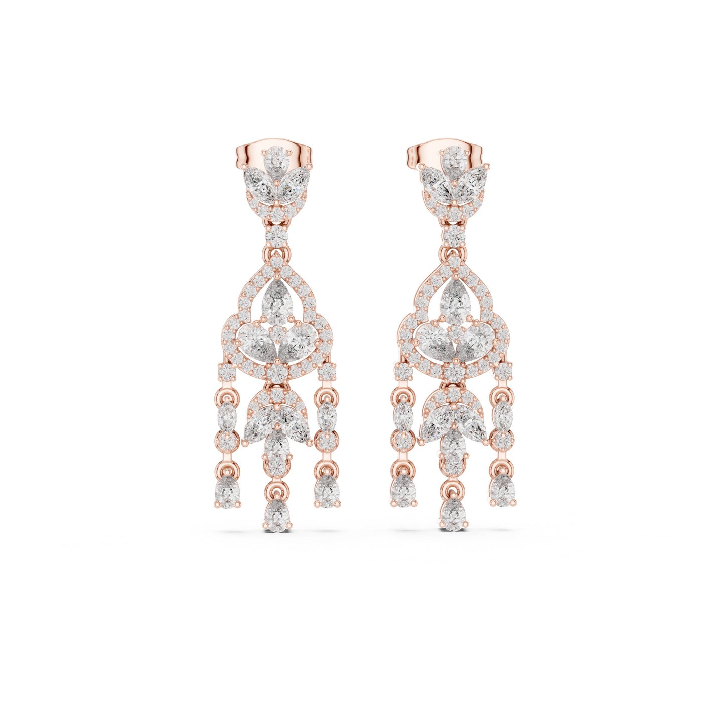 Mixed Shape Lab Grown Diamond Chandelier Earrings