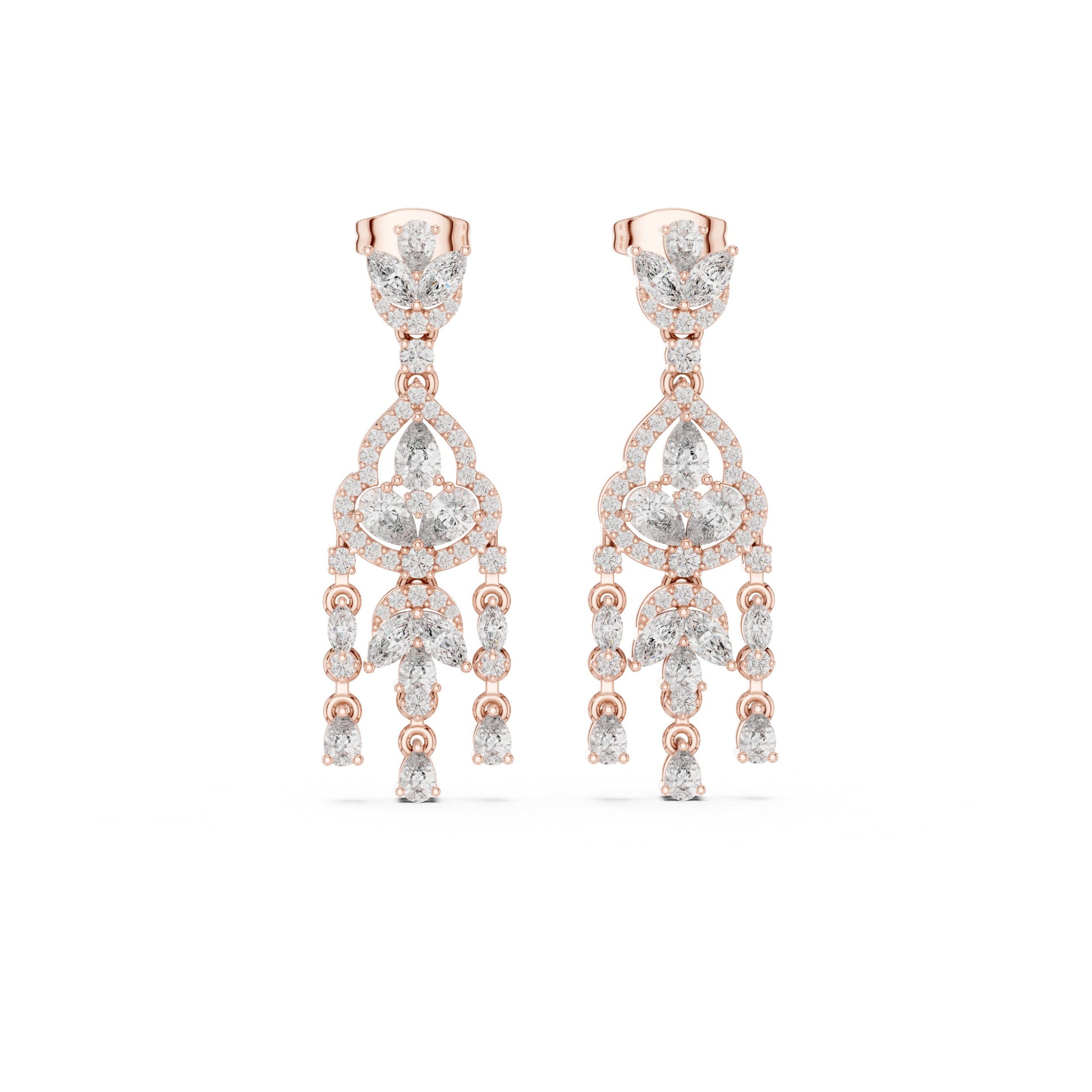 Mixed Shape Lab Grown Diamond Chandelier Earrings