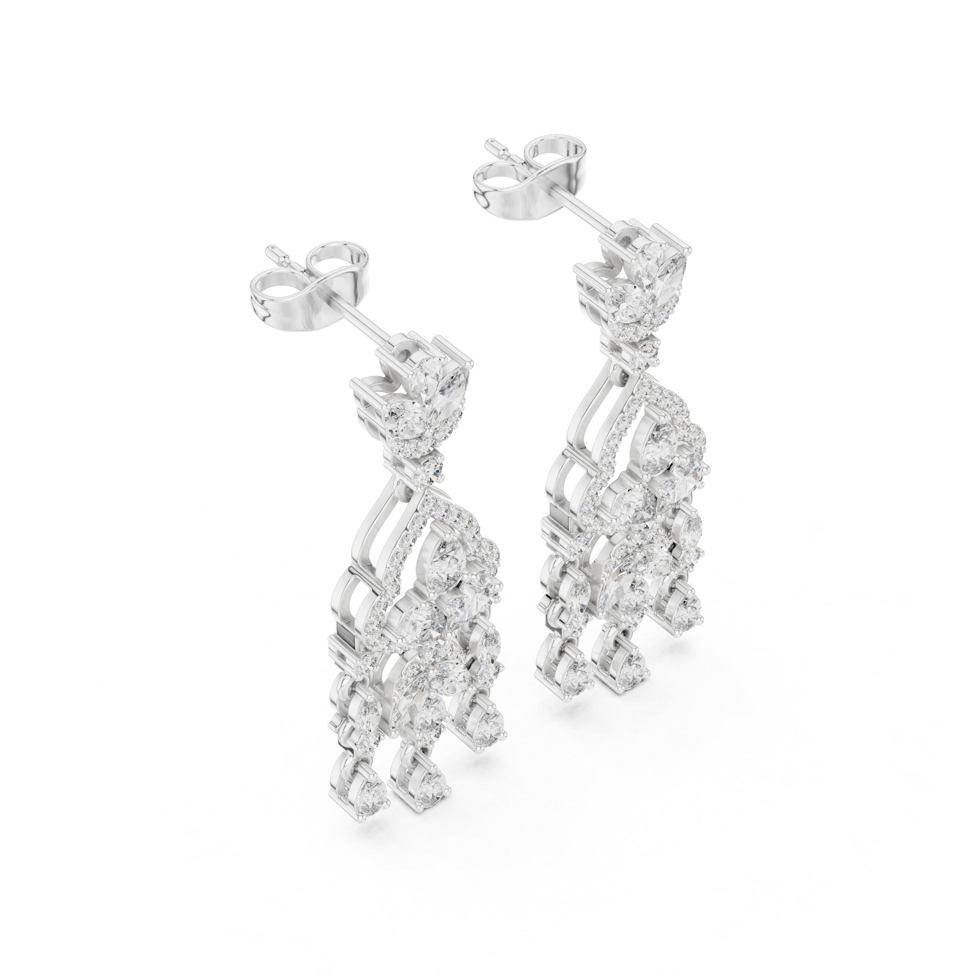 Mixed Shape Lab Grown Diamond Chandelier Earrings