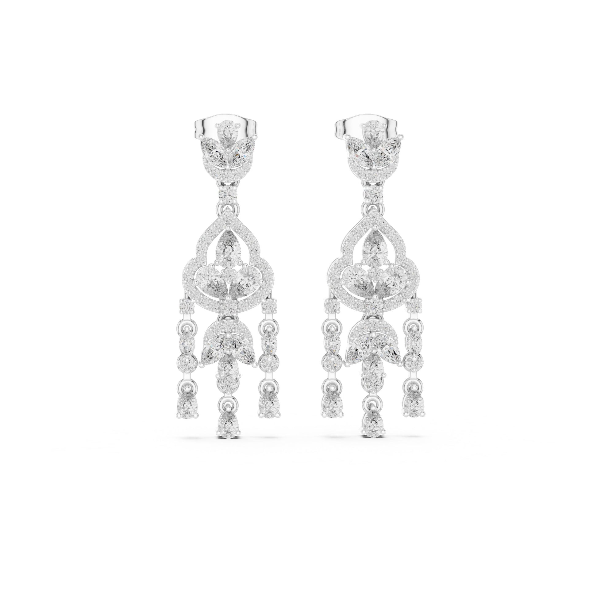 Mixed Shape Lab Grown Diamond Chandelier Earrings