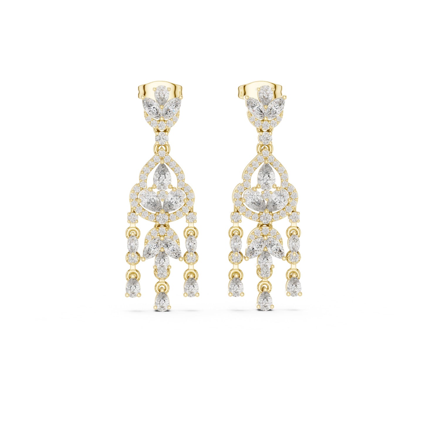 Mixed Shape Lab Grown Diamond Chandelier Earrings