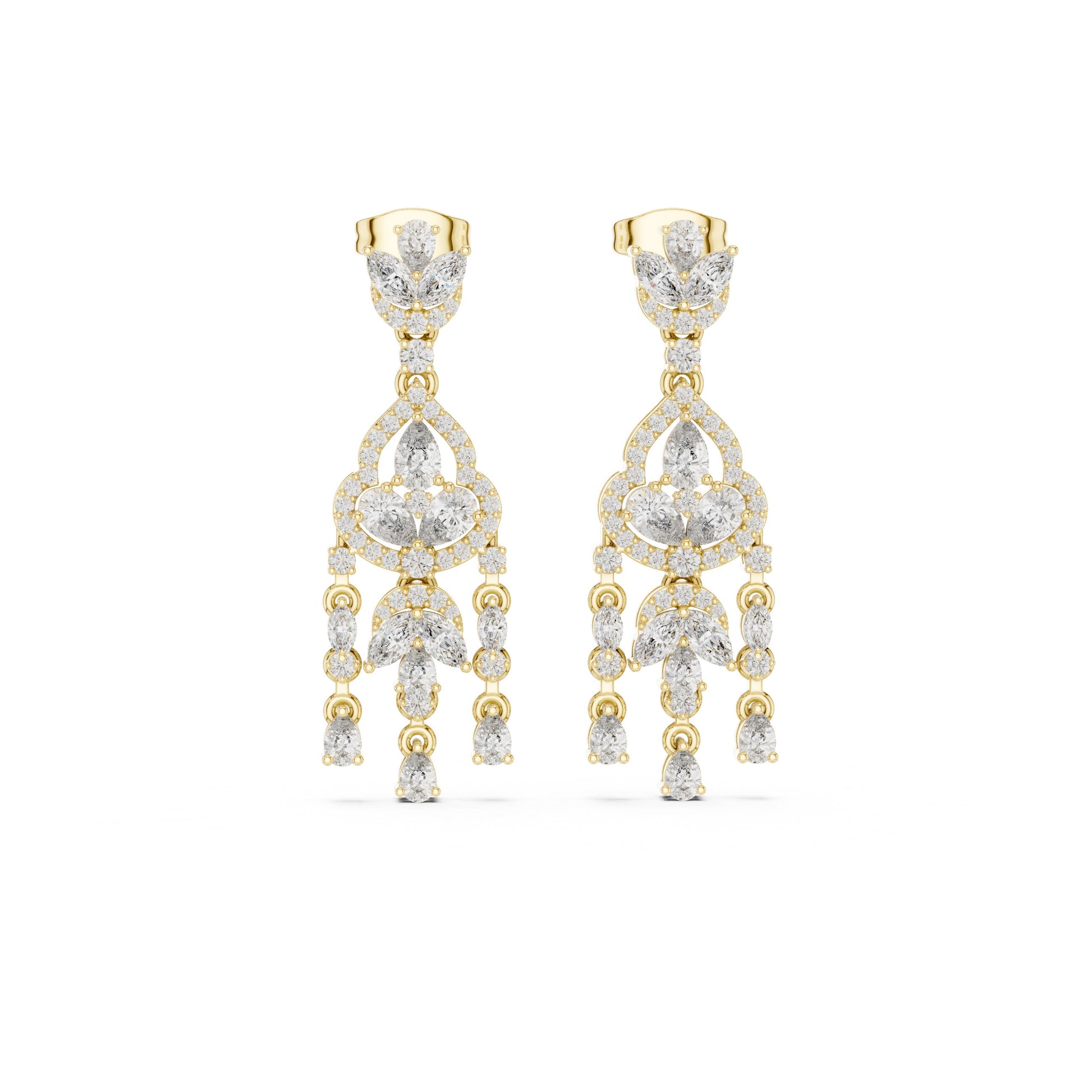 Mixed Shape Lab Grown Diamond Chandelier Earrings