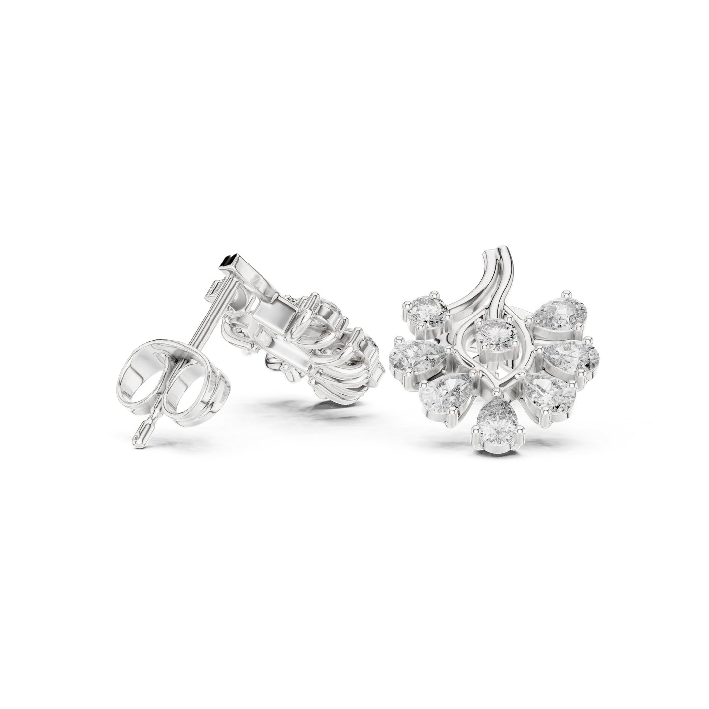 Round Cluster Lab Grown Diamond Earrings