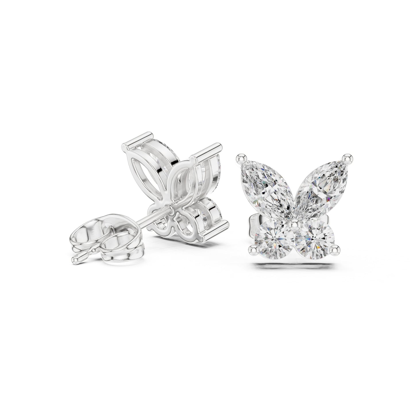 Mixed Shape Lab Grown Diamond Cluster Earrings