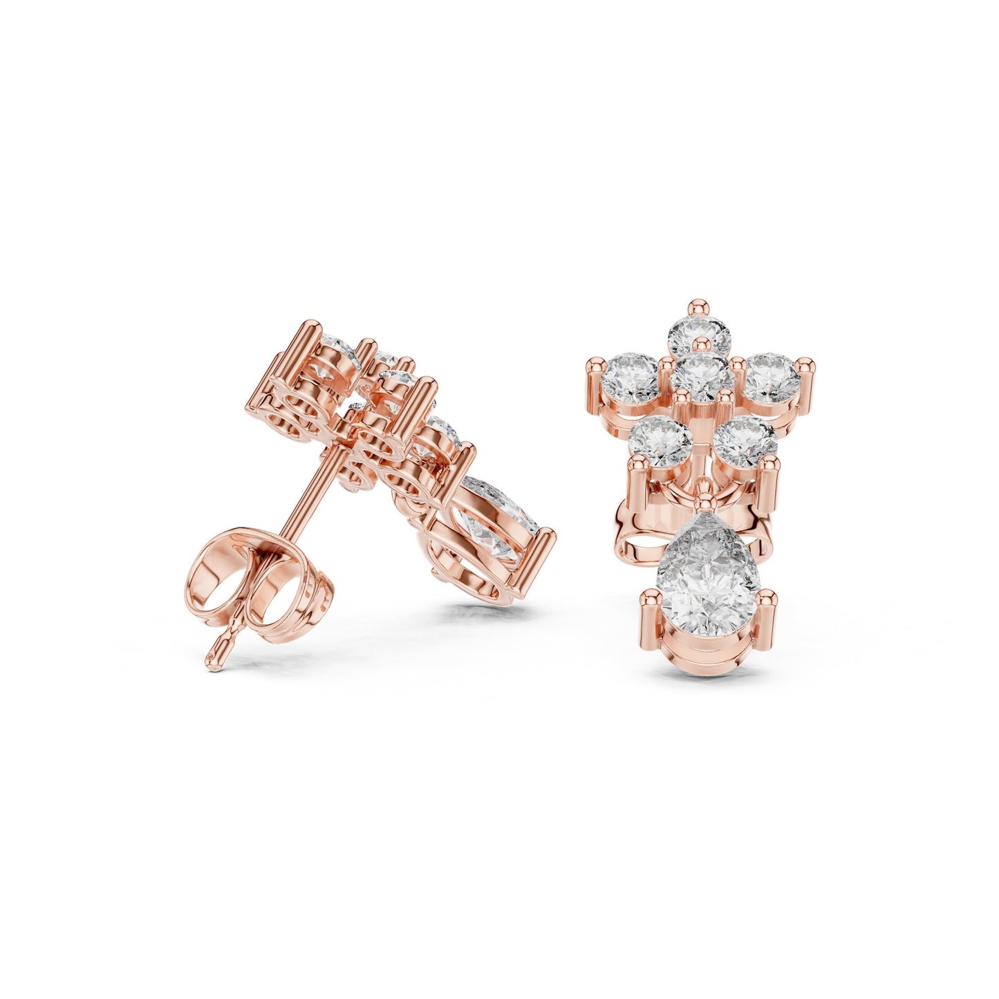Round Cluster Lab Grown Diamond Earrings