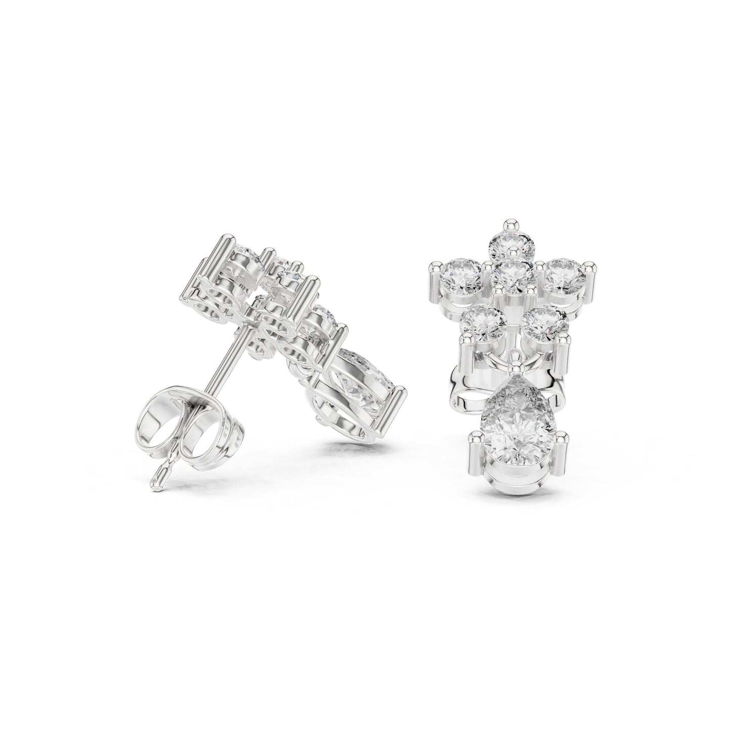 Round Cluster Lab Grown Diamond Earrings