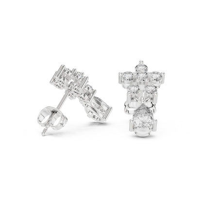 Round Cluster Lab Grown Diamond Earrings