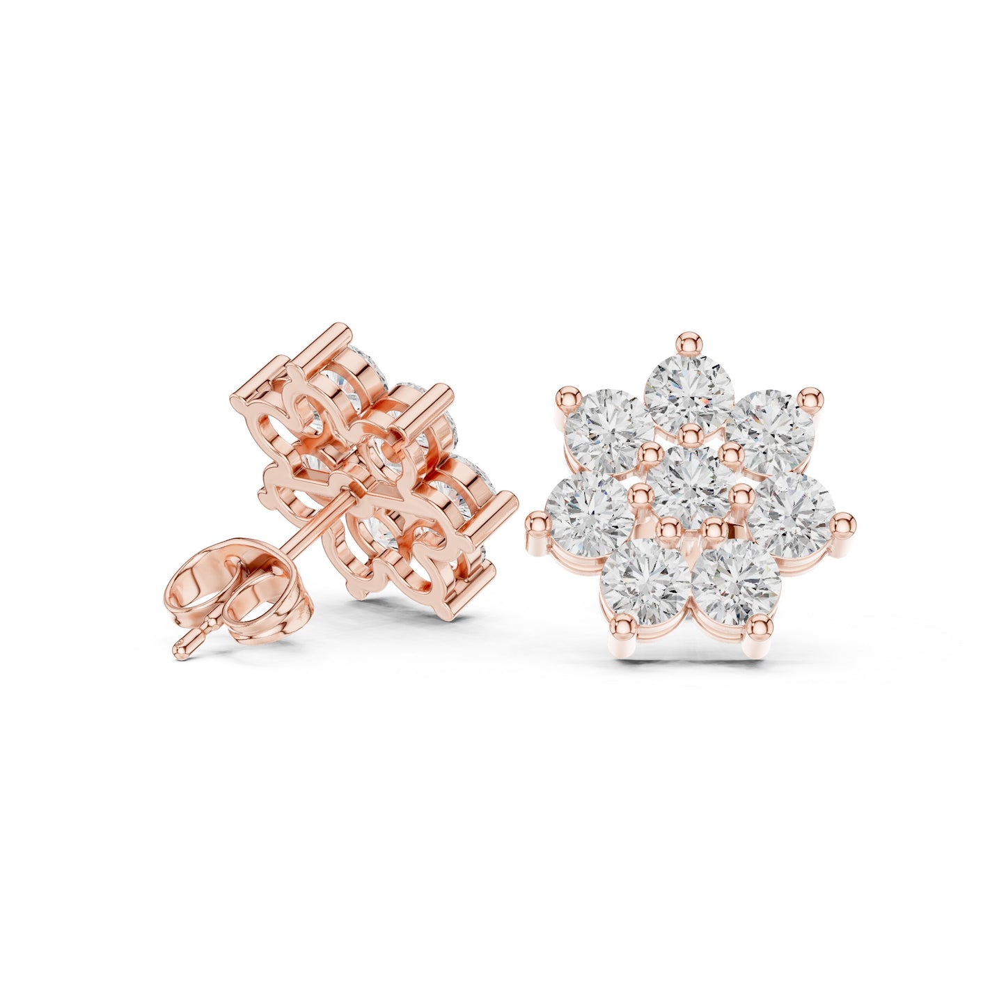 Round Cluster Lab Grown Diamond Earrings
