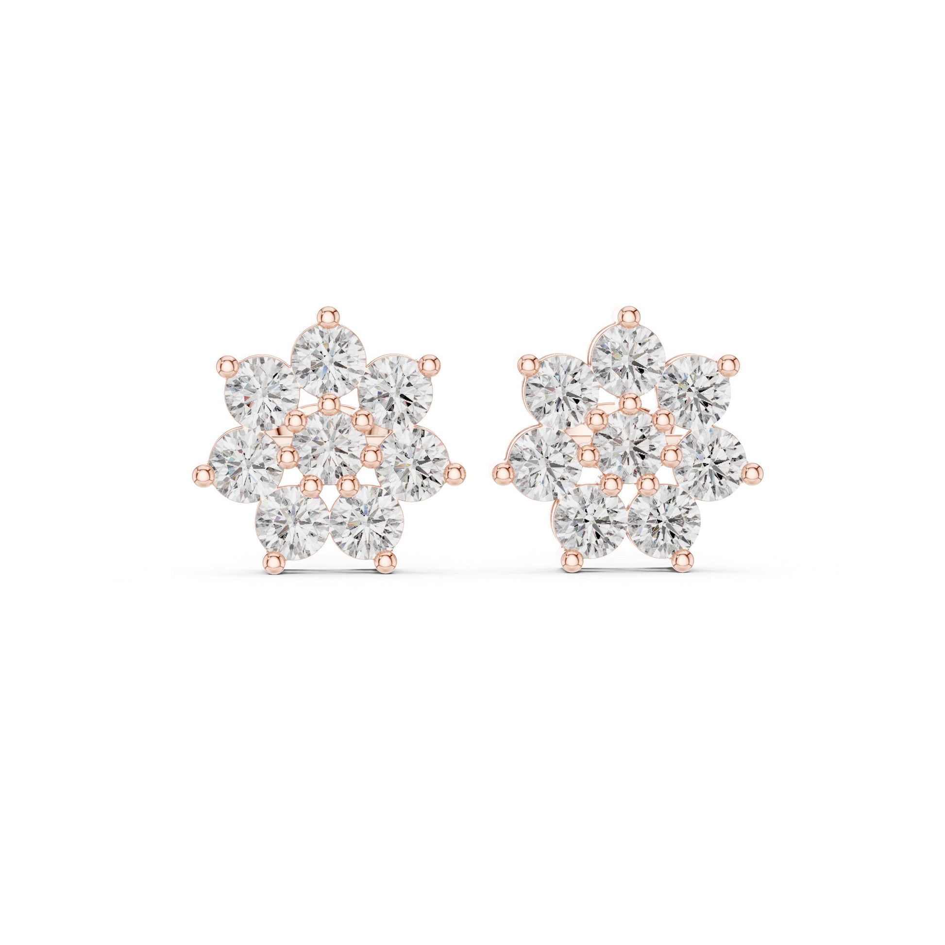 Round Cluster Lab Grown Diamond Earrings