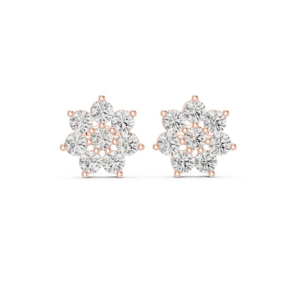 Round Cluster Lab Grown Diamond Earrings