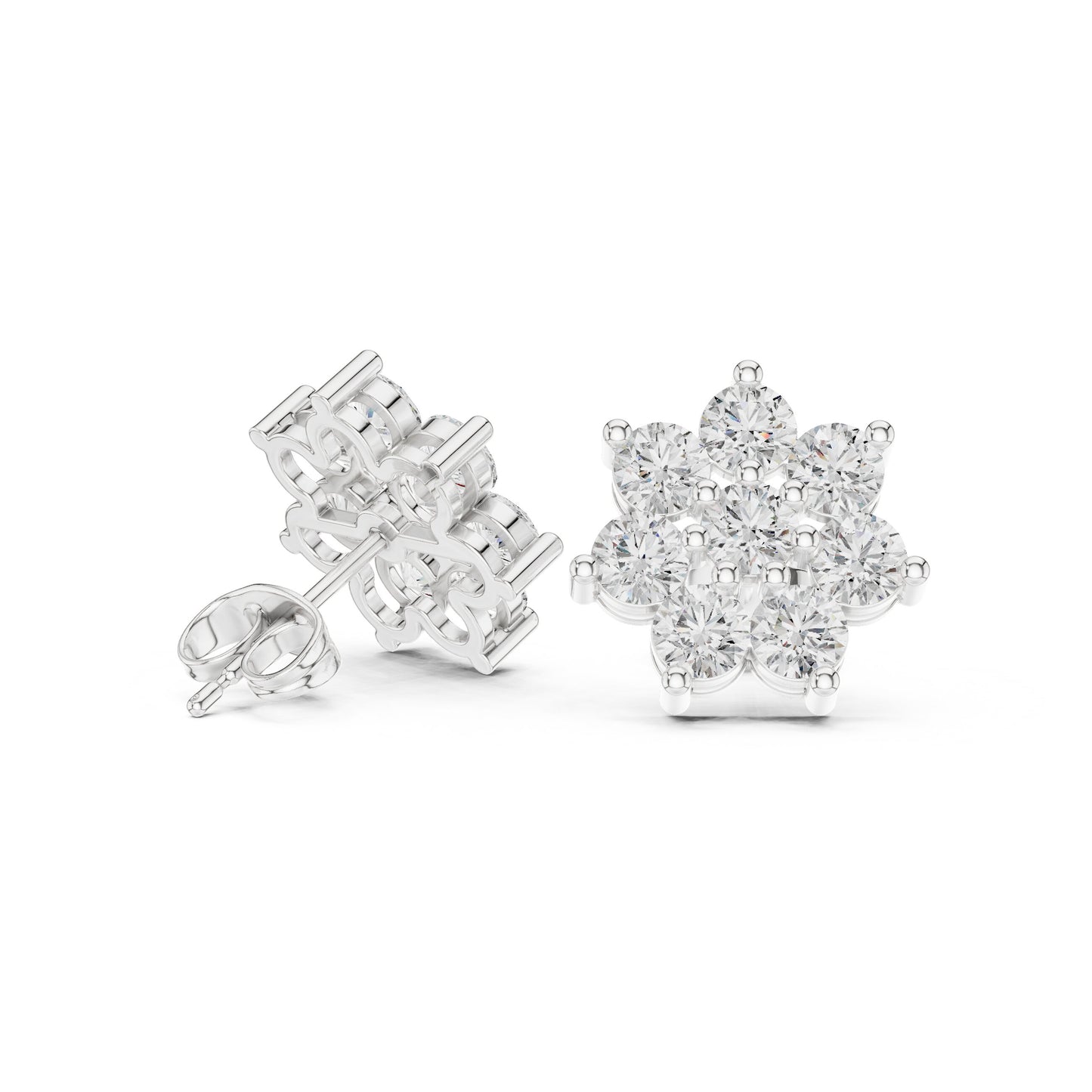 Round Cluster Lab Grown Diamond Earrings