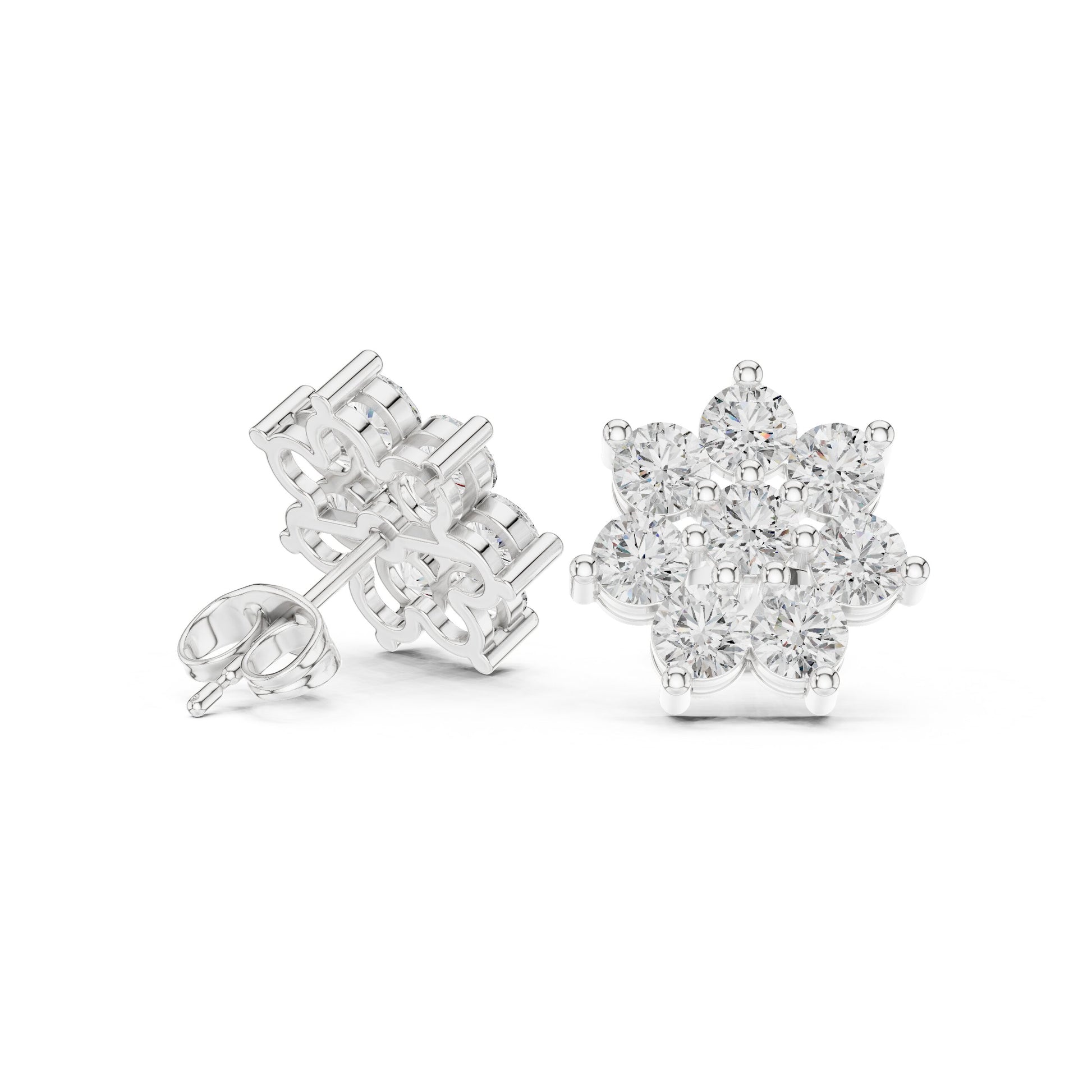 Round Cluster Lab Grown Diamond Earrings