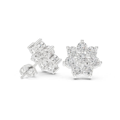 Round Cluster Lab Grown Diamond Earrings