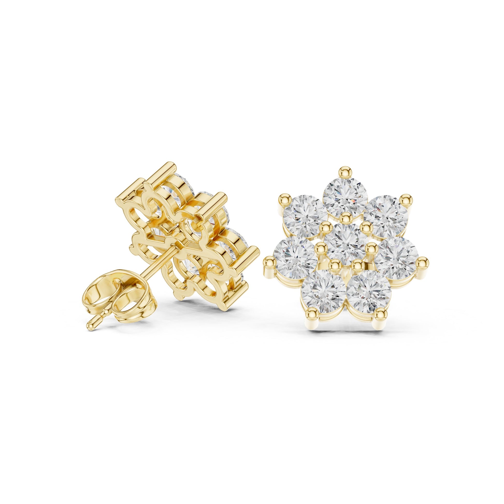 Round Cluster Lab Grown Diamond Earrings