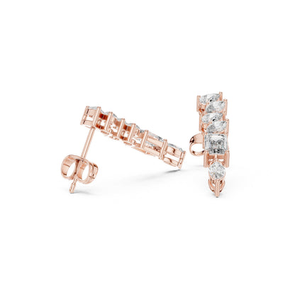 Mixed Shape Lab Grown Diamond Climber Earrings