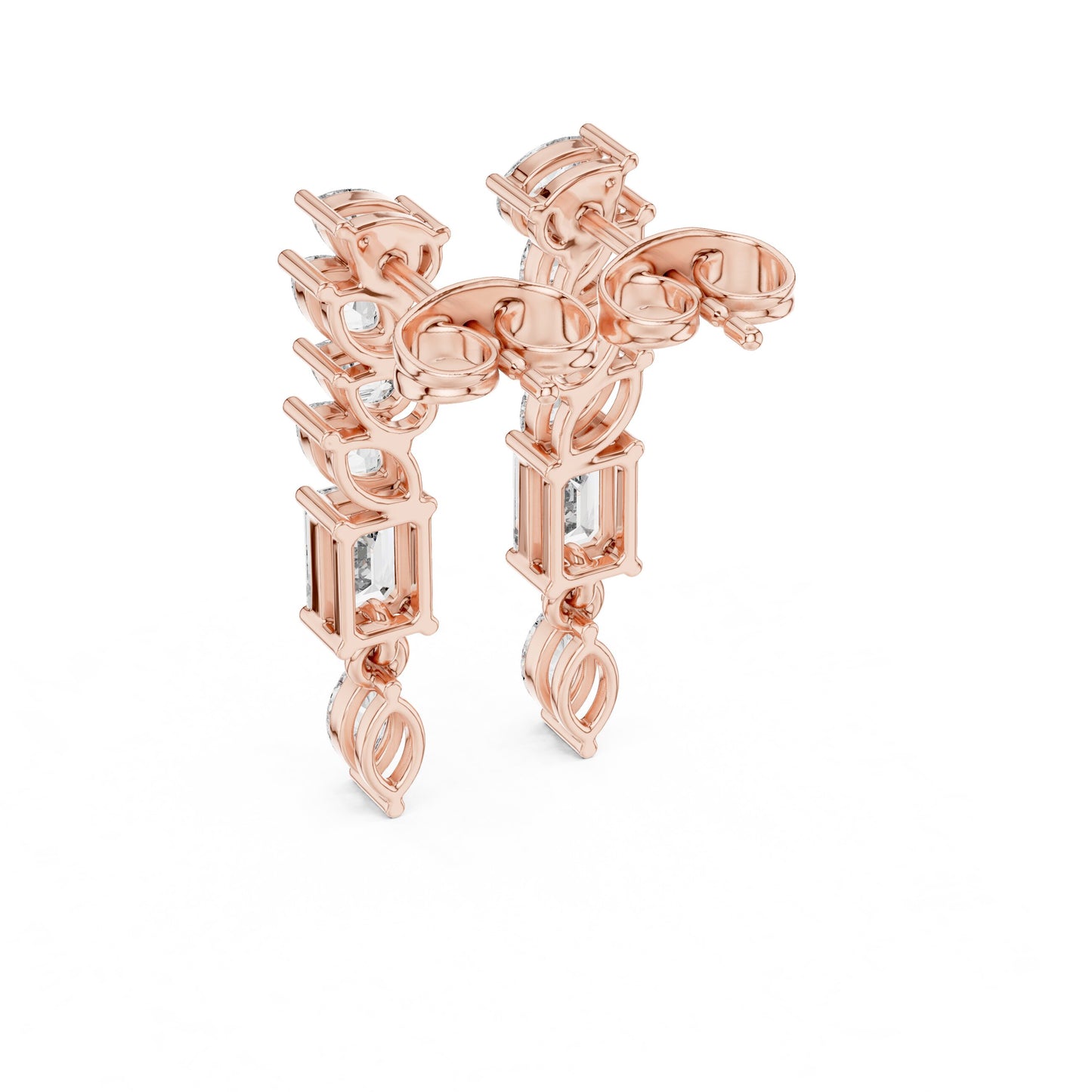 Mixed Shape Lab Grown Diamond Climber Earrings