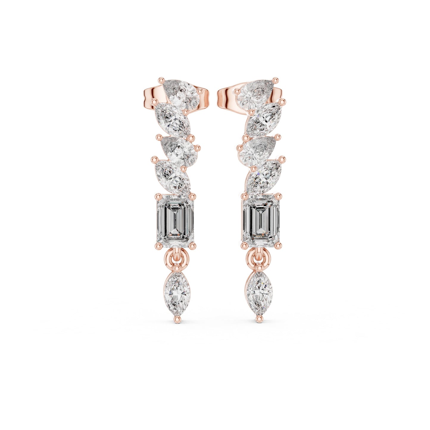 Mixed Shape Lab Grown Diamond Climber Earrings