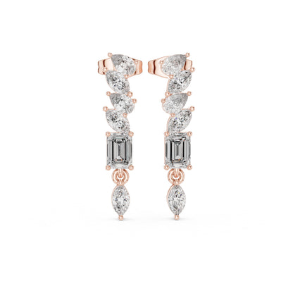 Mixed Shape Lab Grown Diamond Climber Earrings