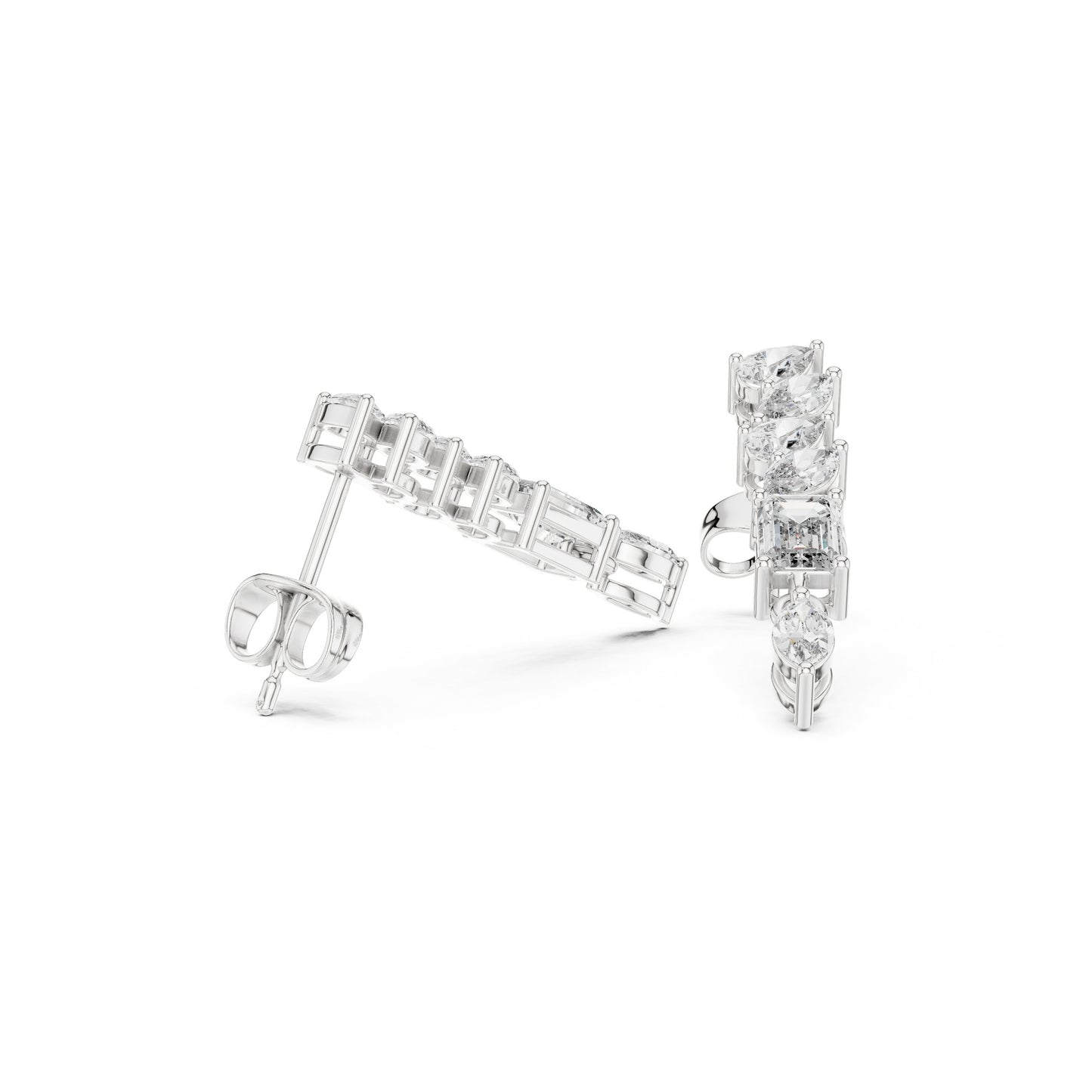 Mixed Shape Lab Grown Diamond Climber Earrings