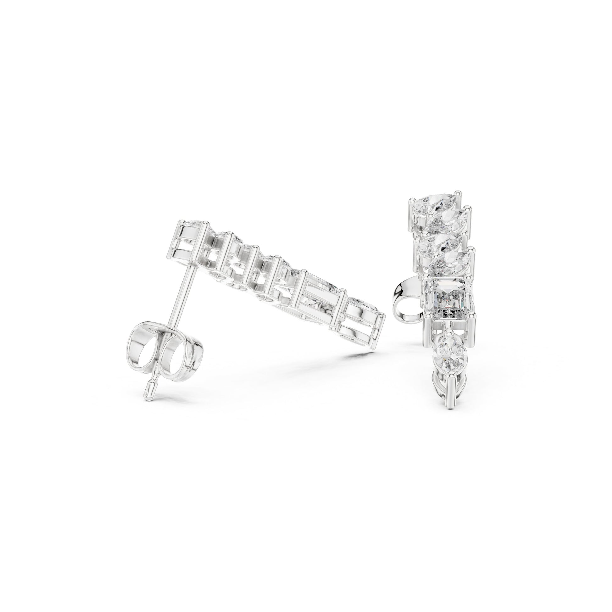 Mixed Shape Lab Grown Diamond Climber Earrings
