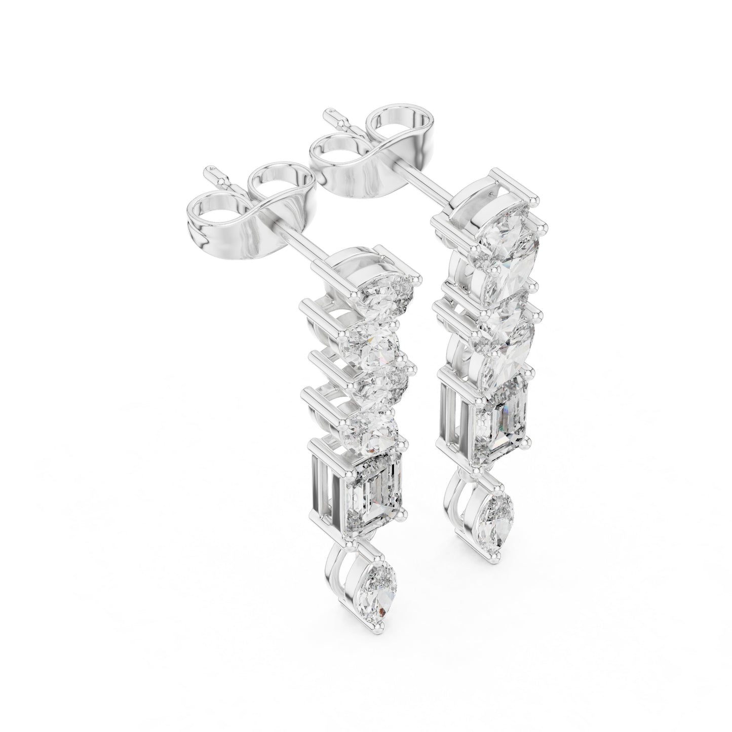 Mixed Shape Lab Grown Diamond Climber Earrings