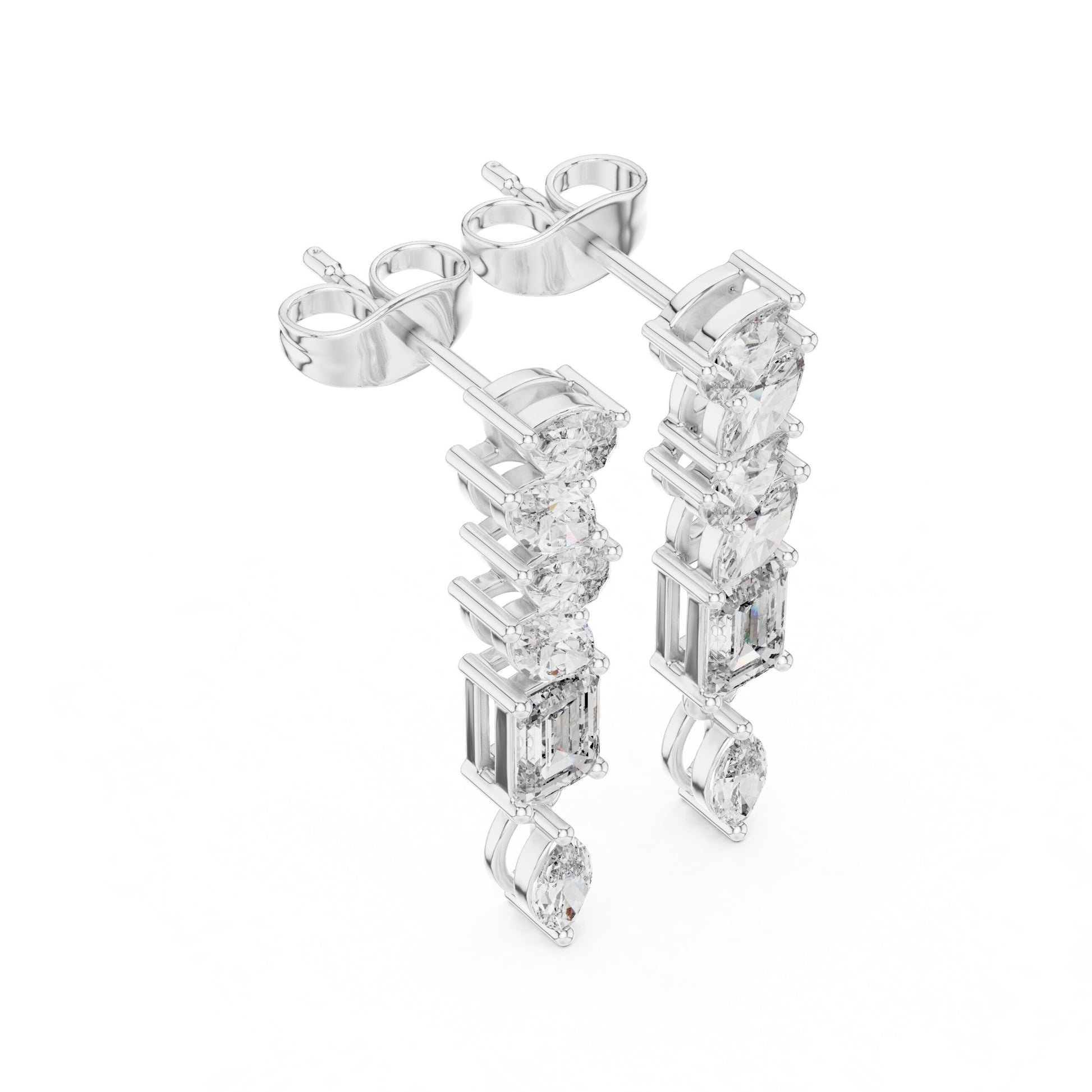 Mixed Shape Lab Grown Diamond Climber Earrings