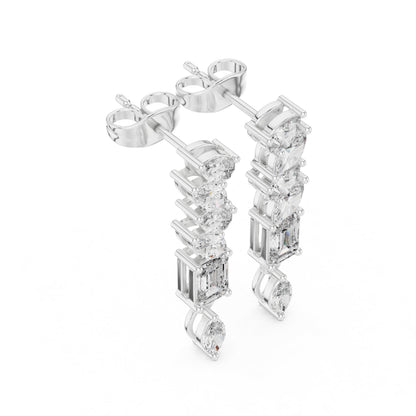 Mixed Shape Lab Grown Diamond Climber Earrings