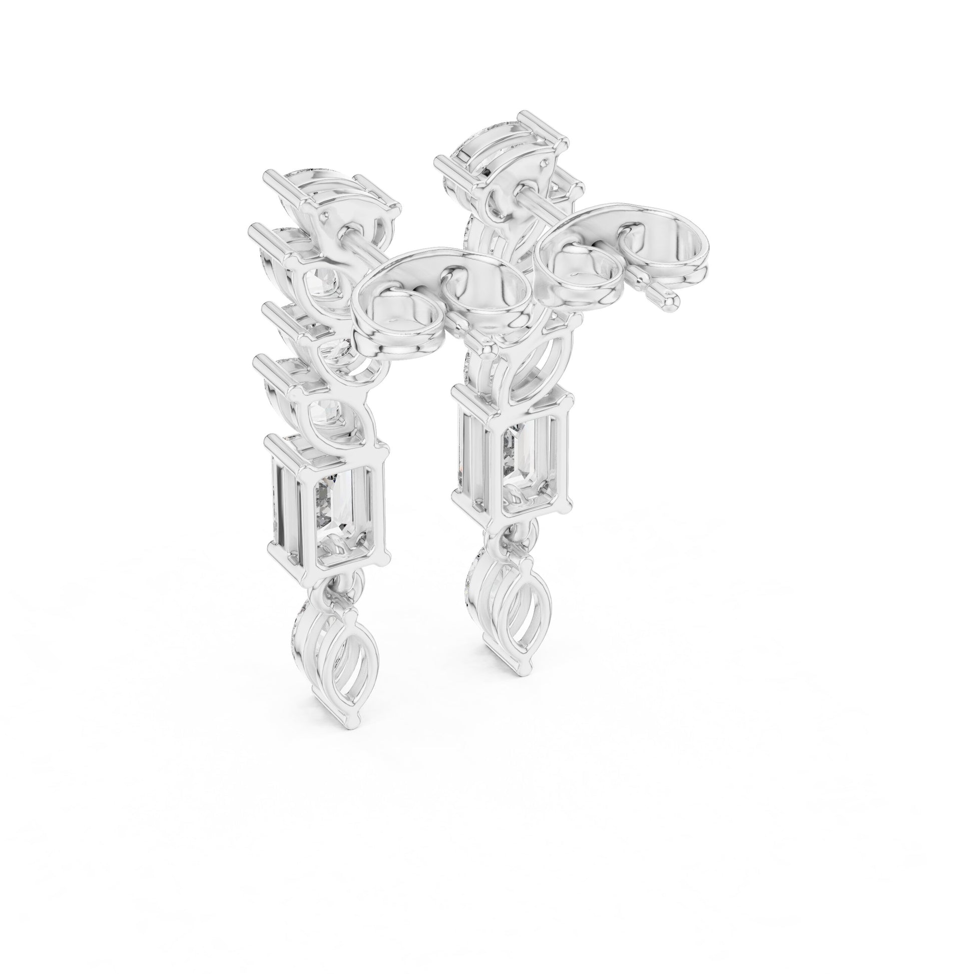 Mixed Shape Lab Grown Diamond Climber Earrings