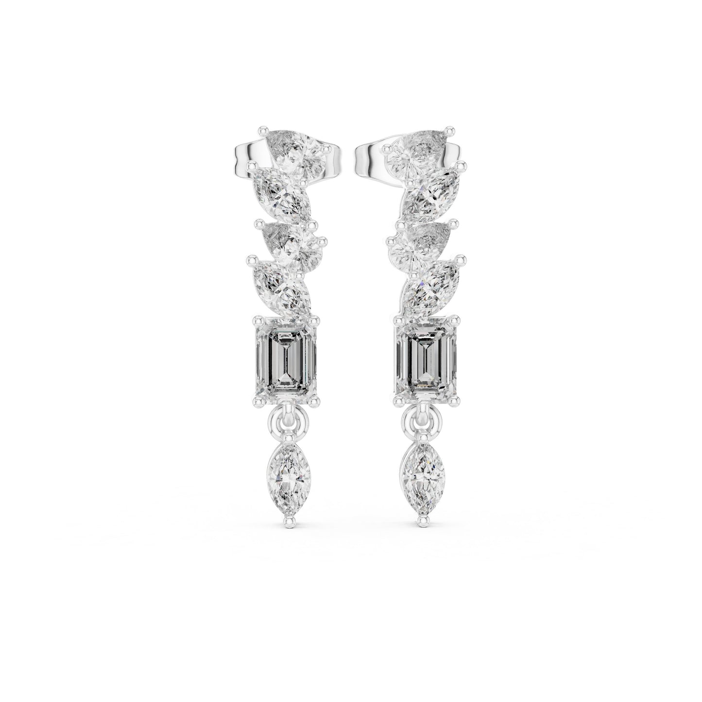 Mixed Shape Lab Grown Diamond Climber Earrings