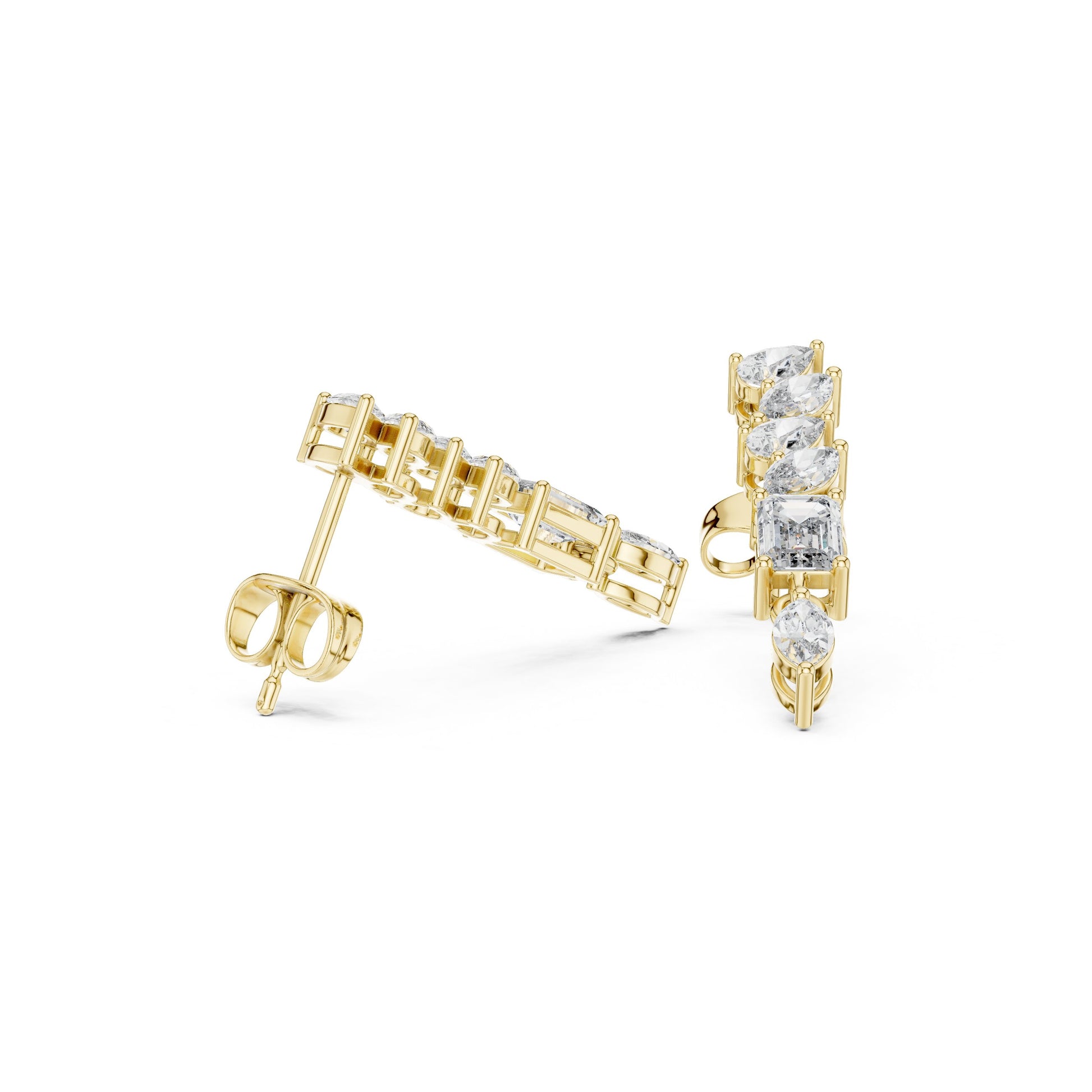 Mixed Shape Lab Grown Diamond Climber Earrings