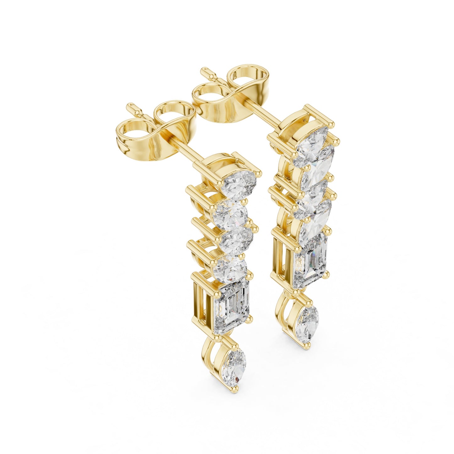 Mixed Shape Lab Grown Diamond Climber Earrings