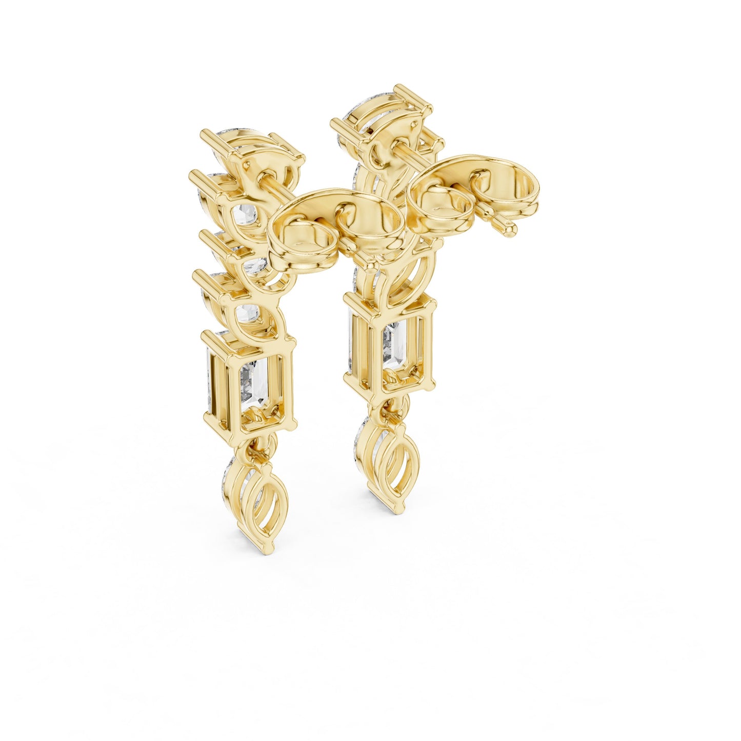 Mixed Shape Lab Grown Diamond Climber Earrings