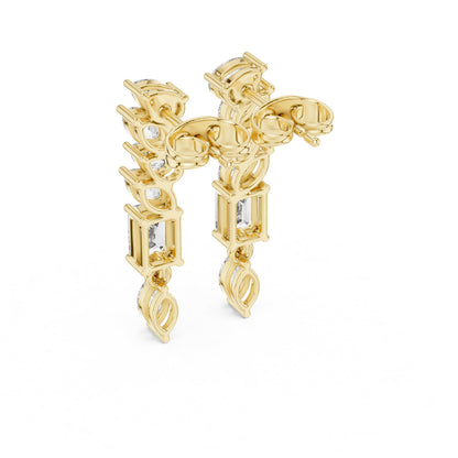 Mixed Shape Lab Grown Diamond Climber Earrings