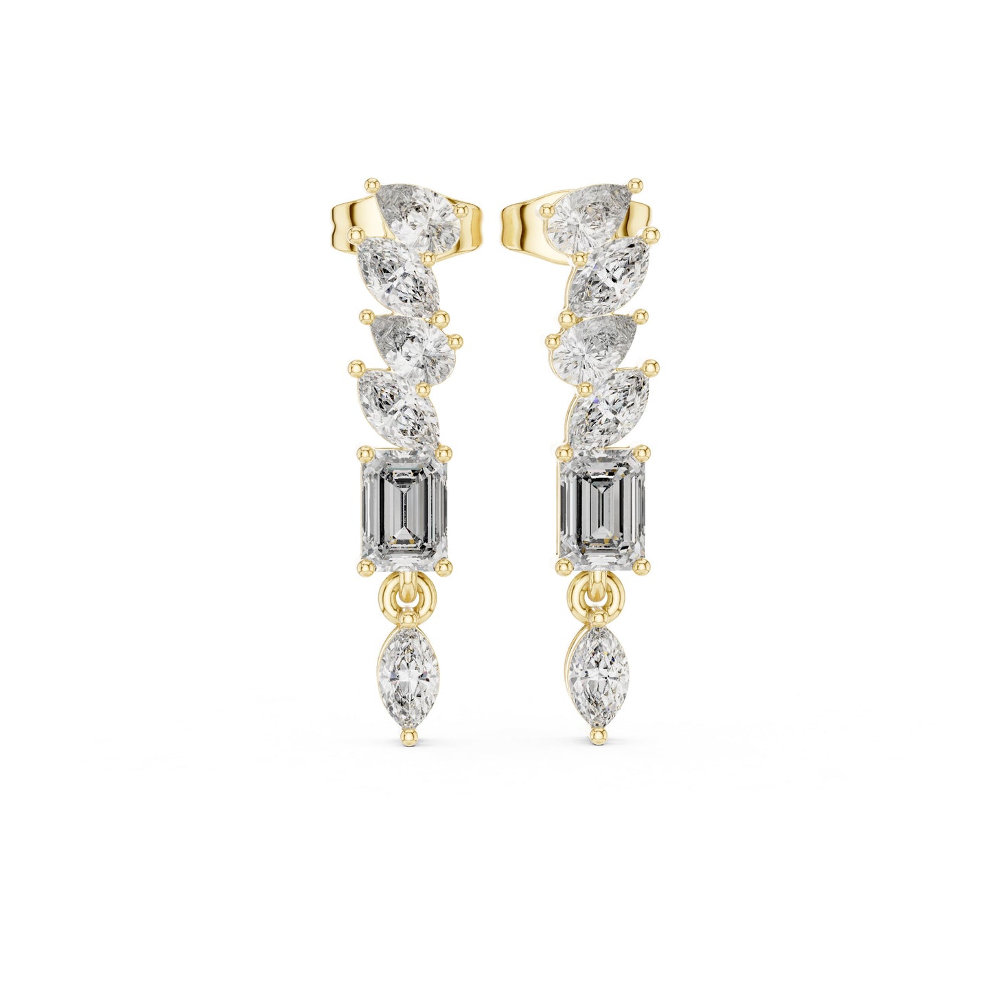 Mixed Shape Lab Grown Diamond Climber Earrings