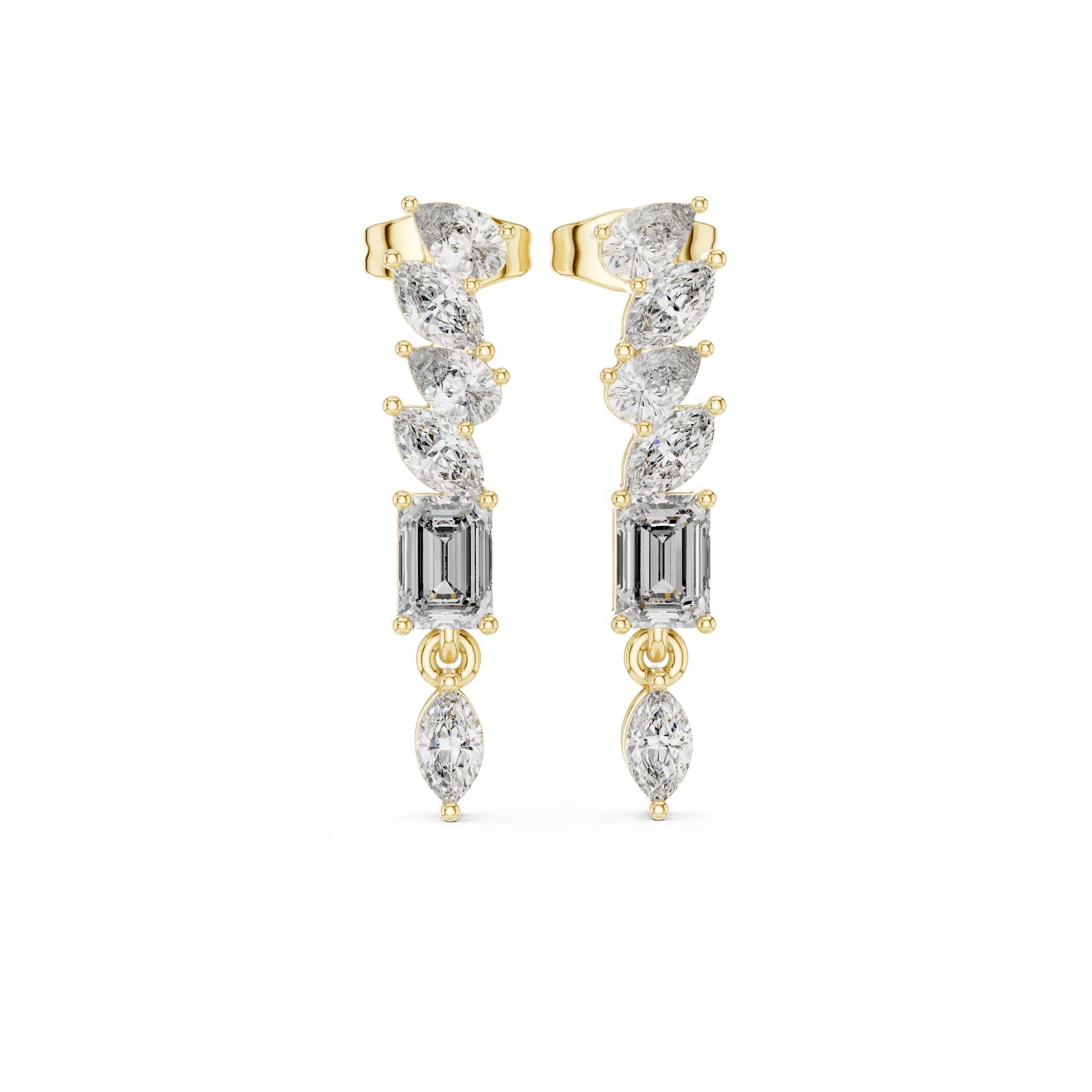 Mixed Shape Lab Grown Diamond Climber Earrings