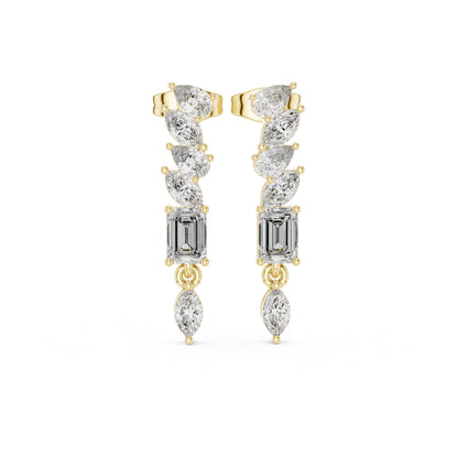 Mixed Shape Lab Grown Diamond Climber Earrings